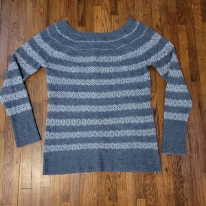 Banana Republic Grey & White Extra Fine Merino Wool & Alpaca Sweater L